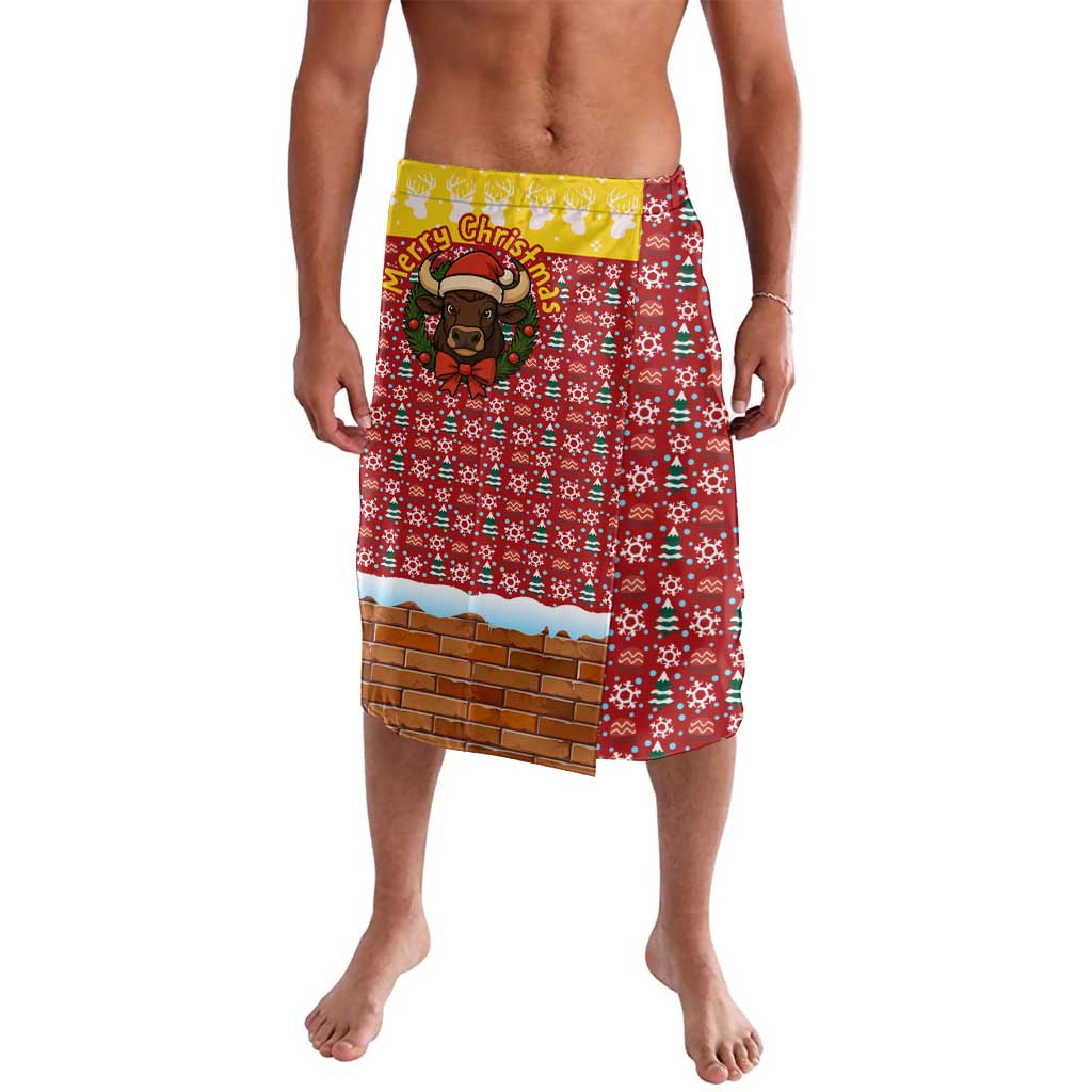 Spain Christmas Lavalava with Santa Bull Brick Chimney Wreath and Festive Holiday - Wonder Print Shop