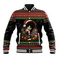 Angela Davis Merry Christmas Baseball Jacket Ugly Christmas Pattern Civil Rights Black History