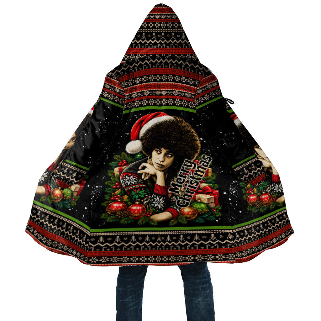 Angela Davis Merry Christmas Cloak Ugly Christmas Pattern Civil Rights Black History