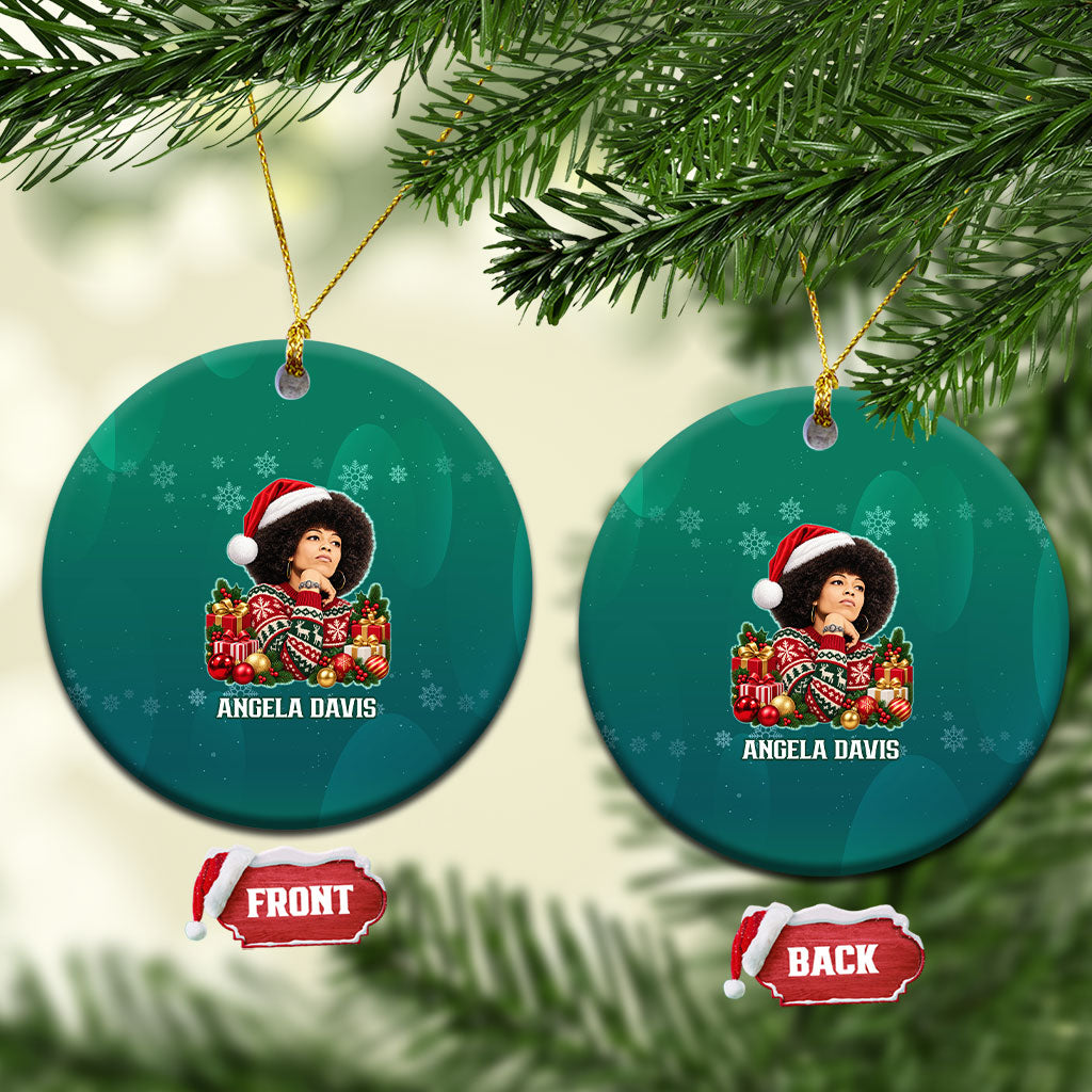 Angela Davis Civil Rights Black History Ceramic Ornament Ugly Christmas Pattern African American Heritage