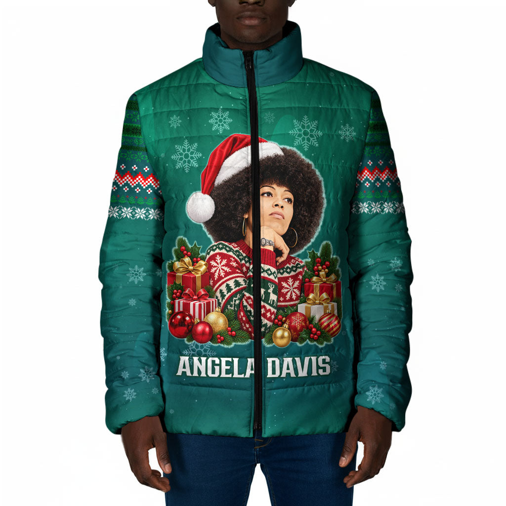 Angela Davis Civil Rights Black History Padded Jacket Ugly Christmas Pattern African American Heritage
