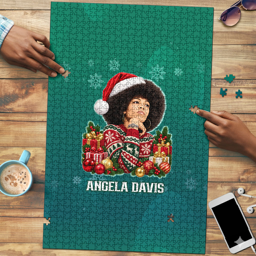 Angela Davis Civil Rights Black History Puzzle Ugly Christmas Pattern African American Heritage