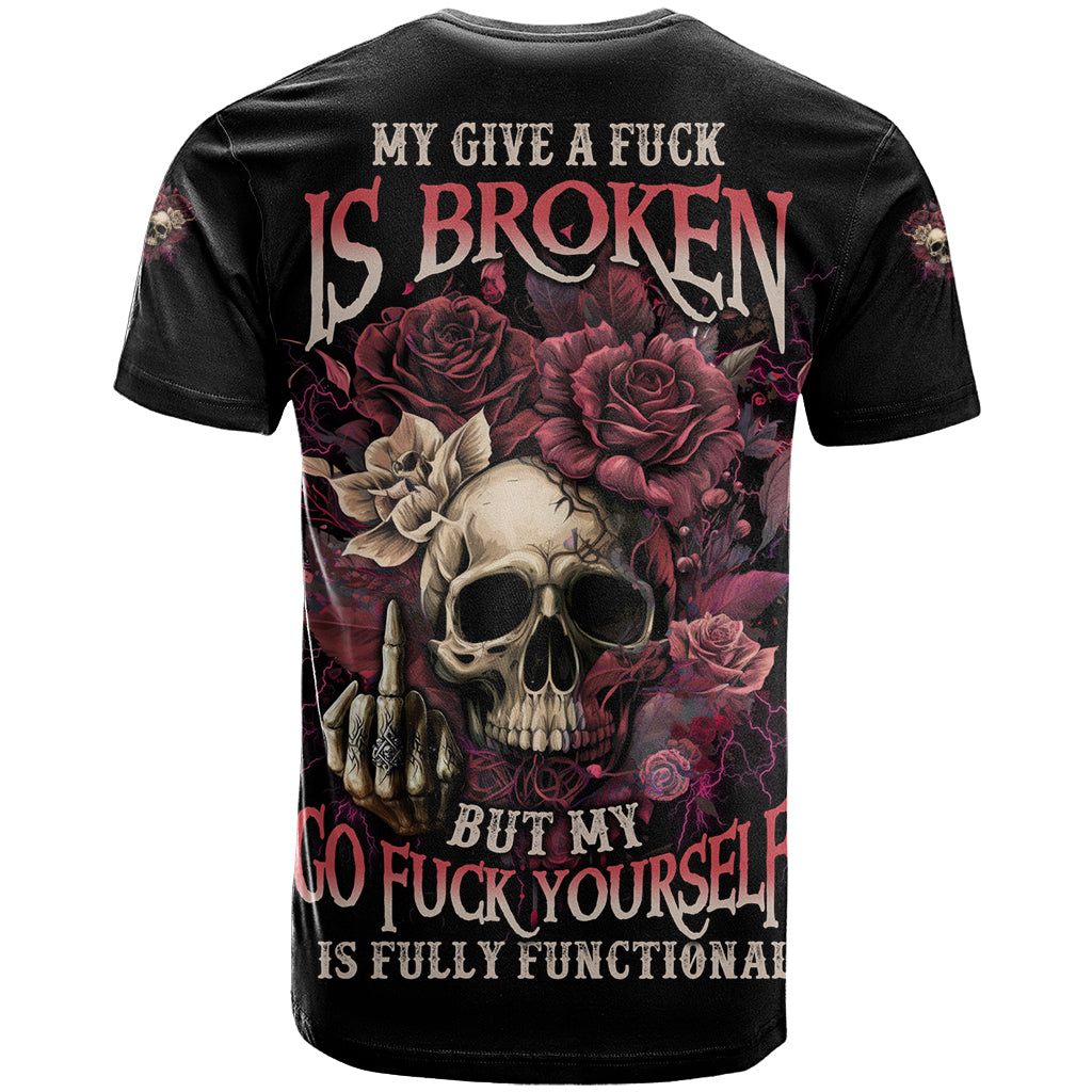 My Give A F Rose Skull T Shirt - Wonder Print Shop