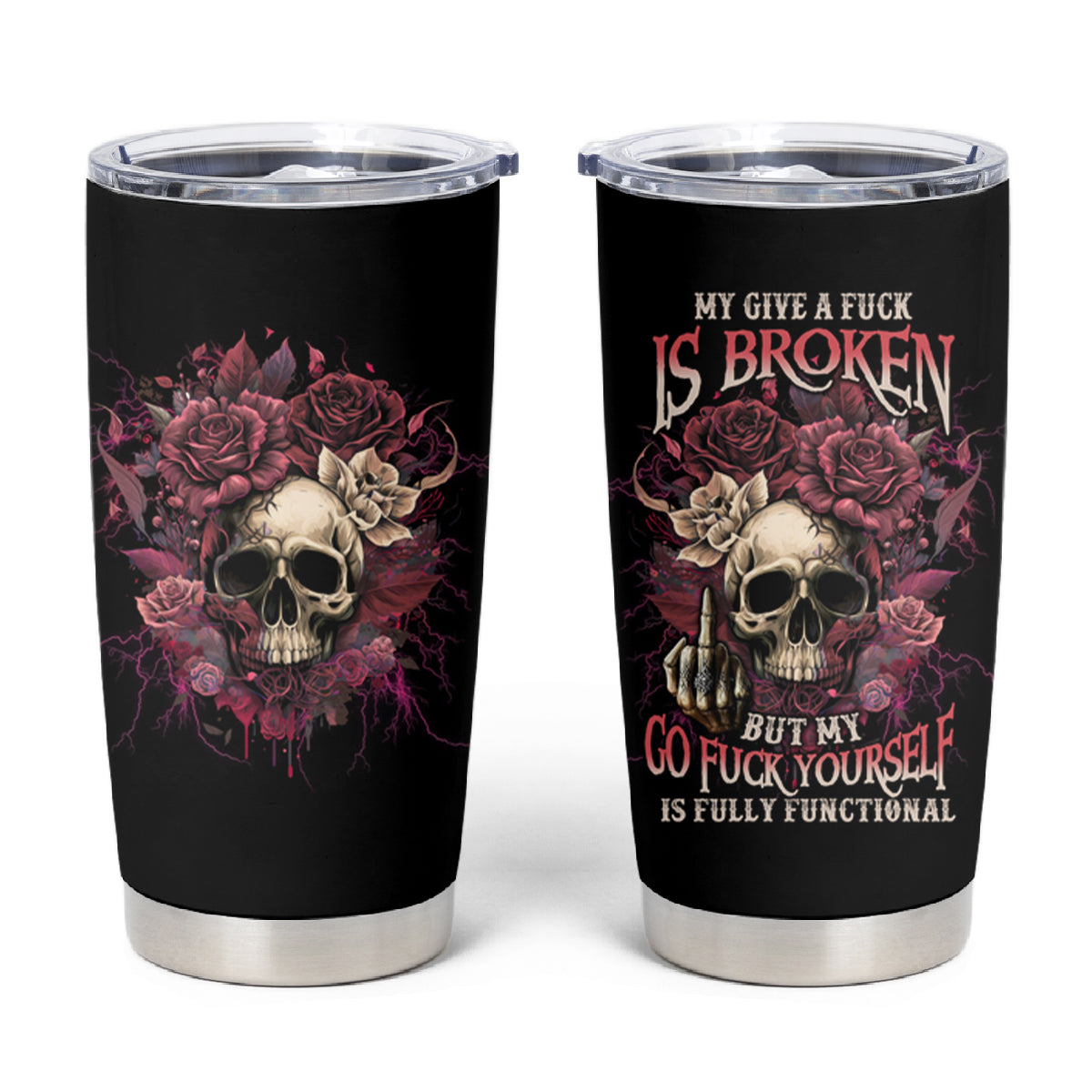 My Give A F Rose Skull Tumbler Cup - Wonder Print Shop