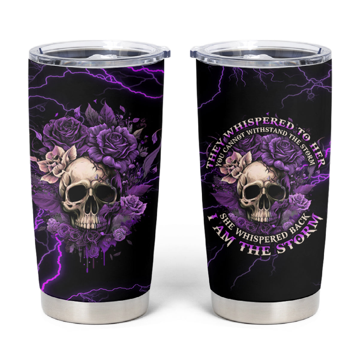 I Am The Storm Rose Skull Tumbler Cup - Wonder Print Shop