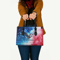 USA Christmas Leather Bag with Santa Eagle Red White Blue Snowflake Pattern and American Flag - Wonder Print Shop