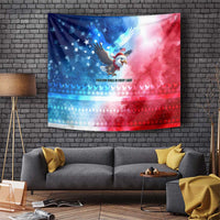 USA Christmas Tapestry with Santa Eagle Red White Blue Snowflake Pattern and American Flag - Wonder Print Shop