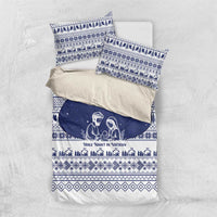 Vatican Christmas Bedding Set with Holy Family Nativity Scene Snowflake Pattern and Starry Night - Wonder Print Shop