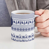 Vatican Christmas Ceramic Mug with Holy Family Nativity Scene Snowflake Pattern and Starry Night - Wonder Print Shop