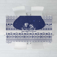 Vatican Christmas Tablecloth with Holy Family Nativity Scene Snowflake Pattern and Starry Night - Wonder Print Shop