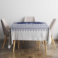 Vatican Christmas Tablecloth with Holy Family Nativity Scene Snowflake Pattern and Starry Night - Wonder Print Shop