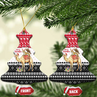 Yemen Christmas Ceramic Ornament with Camel Leopard Falcon Red Black White Snowflake - Wonder Print Shop
