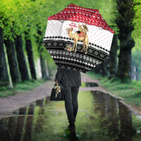 Yemen Christmas Umbrella with Camel Leopard Falcon Red Black White Snowflake - Wonder Print Shop