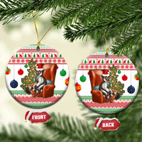Madagascar Christmas Ceramic Ornament with Lemur Santa Hat Holiday Tree and Festive Pattern - Wonder Print Shop