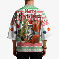 Madagascar Christmas Kimono with Lemur Santa Hat Holiday Tree and Festive Pattern - Wonder Print Shop