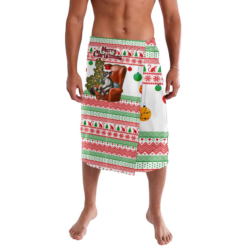Madagascar Christmas Lavalava with Lemur Santa Hat Holiday Tree and Festive Pattern - Wonder Print Shop