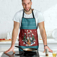 Christmas Guitar Apron with Santa Hats Trees Snowflakes and Musical Pattern - Wonder Print Shop