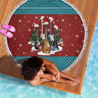Christmas Guitar Beach Blanket with Santa Hats Trees Snowflakes and Musical Pattern - Wonder Print Shop