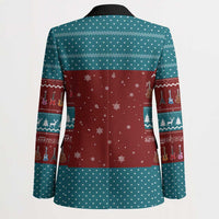 Christmas Guitar Blazer with Santa Hats Trees Snowflakes and Musical Pattern - Wonder Print Shop
