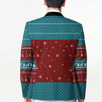 Christmas Guitar Blazer with Santa Hats Trees Snowflakes and Musical Pattern - Wonder Print Shop