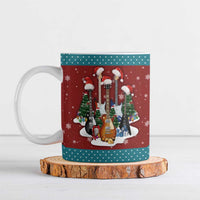 Christmas Guitar Ceramic Mug with Santa Hats Trees Snowflakes and Musical Pattern - Wonder Print Shop