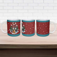 Christmas Guitar Ceramic Mug with Santa Hats Trees Snowflakes and Musical Pattern - Wonder Print Shop