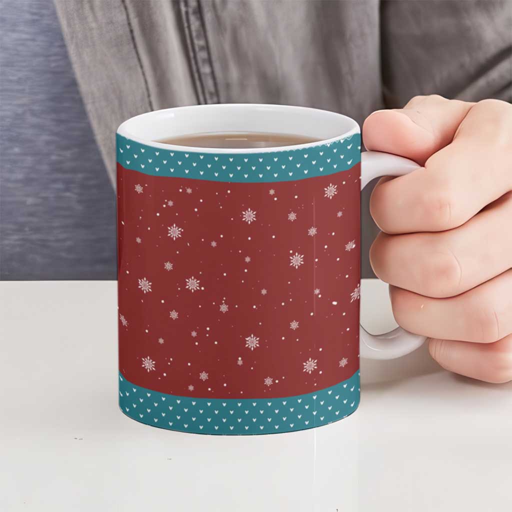 Christmas Guitar Ceramic Mug with Santa Hats Trees Snowflakes and Musical Pattern - Wonder Print Shop