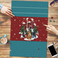 Christmas Guitar Puzzle with Santa Hats Trees Snowflakes and Musical Pattern - Wonder Print Shop