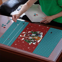 Christmas Guitar Puzzle with Santa Hats Trees Snowflakes and Musical Pattern - Wonder Print Shop
