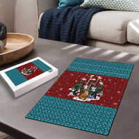Christmas Guitar Puzzle with Santa Hats Trees Snowflakes and Musical Pattern - Wonder Print Shop
