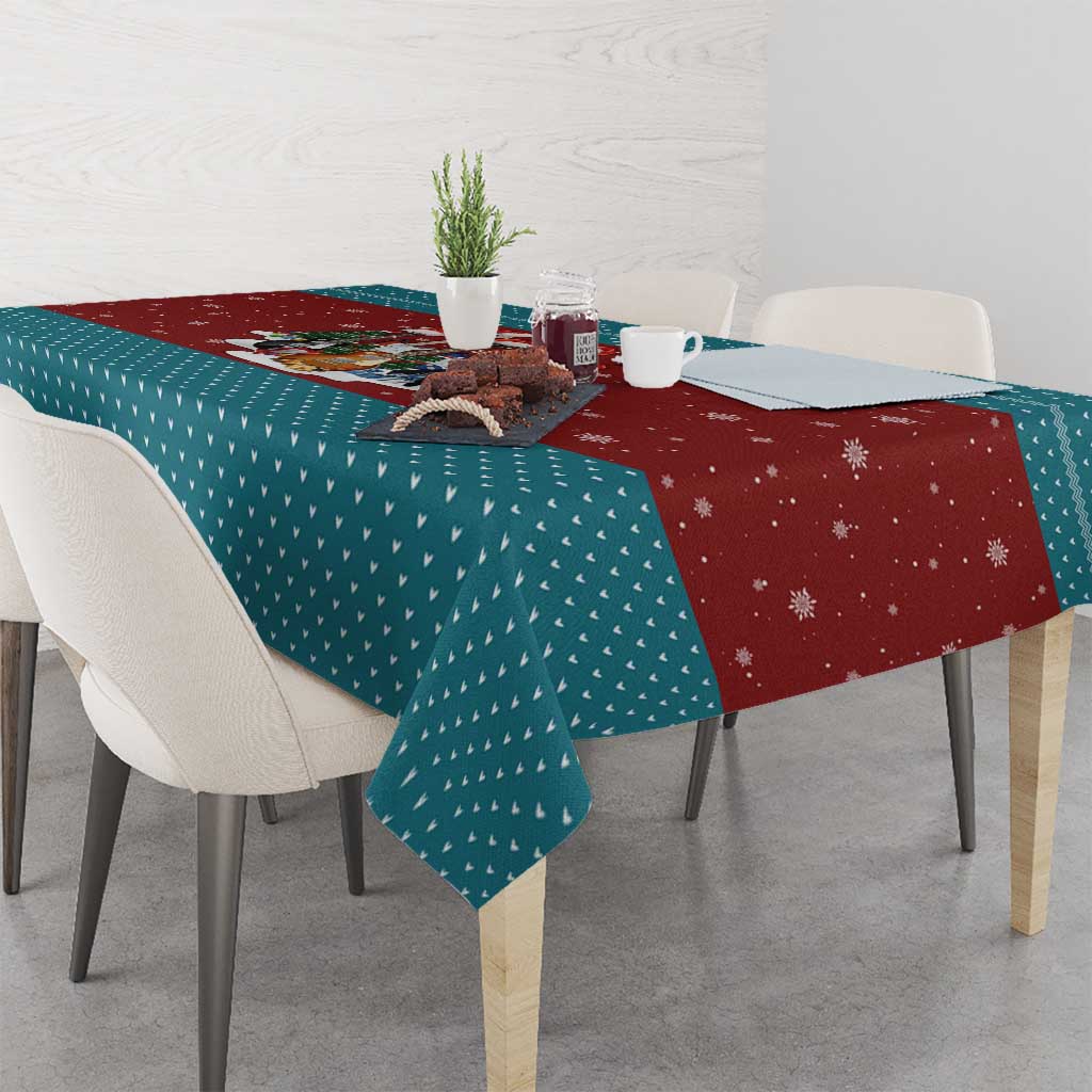 Christmas Guitar Tablecloth with Santa Hats Trees Snowflakes and Musical Pattern - Wonder Print Shop