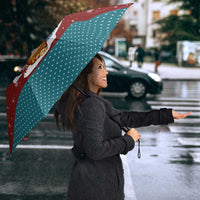 Christmas Guitar Umbrella with Santa Hats Trees Snowflakes and Musical Pattern - Wonder Print Shop
