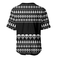 Creepy Christmas Baseball Jersey with Skulls Trees and Gothic Holiday Pattern - Wonder Print Shop