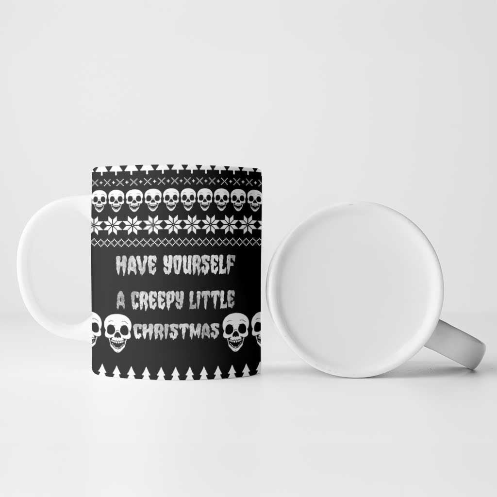 Creepy Christmas Ceramic Mug with Skulls Trees and Gothic Holiday Pattern - Wonder Print Shop