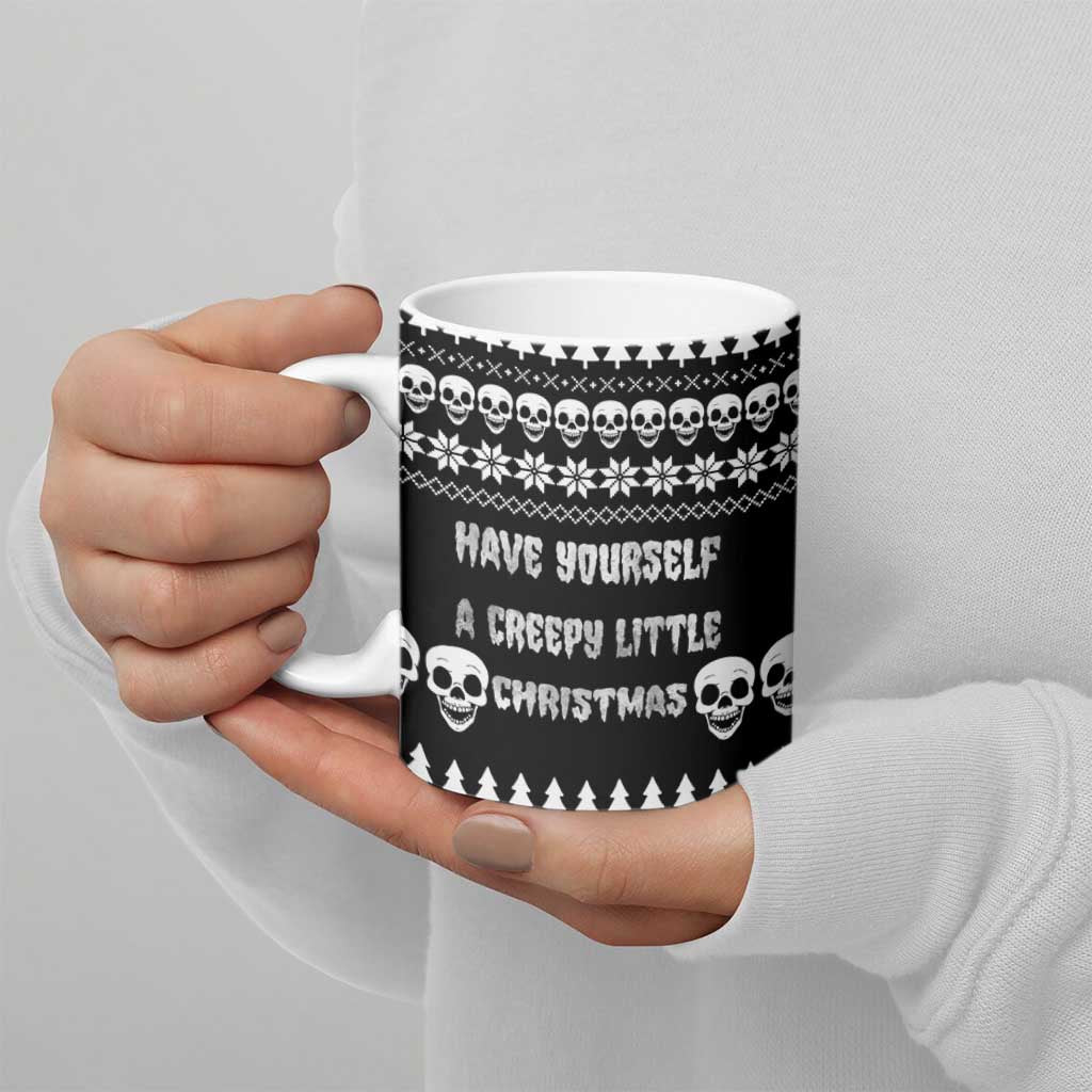 Creepy Christmas Ceramic Mug with Skulls Trees and Gothic Holiday Pattern - Wonder Print Shop
