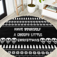 Creepy Christmas Round Carpet with Skulls Trees and Gothic Holiday Pattern - Wonder Print Shop