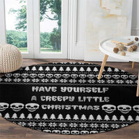 Creepy Christmas Round Carpet with Skulls Trees and Gothic Holiday Pattern - Wonder Print Shop