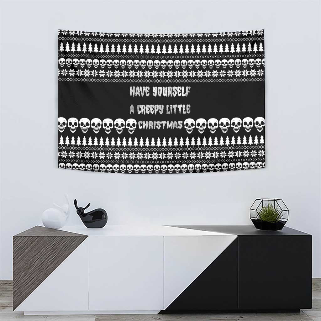 Creepy Christmas Tapestry with Skulls Trees and Gothic Holiday Pattern - Wonder Print Shop