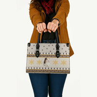 Guinea Pig Christmas Leather Bag with Snowflakes Trees and Reindeer Pattern - Wonder Print Shop