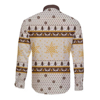 Guinea Pig Christmas Long Sleeve Button Shirt with Snowflakes Trees and Reindeer Pattern - Wonder Print Shop
