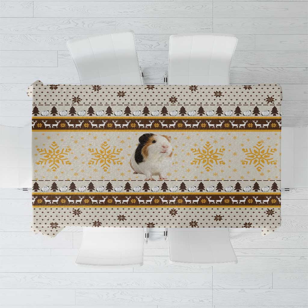 Guinea Pig Christmas Tablecloth with Snowflakes Trees and Reindeer Pattern - Wonder Print Shop