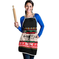 Hiking Christmas Apron with Mountains Trees and Winter Holiday Pattern - Wonder Print Shop