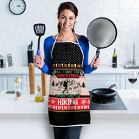 Hiking Christmas Apron with Mountains Trees and Winter Holiday Pattern - Wonder Print Shop