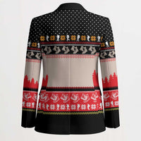 Hiking Christmas Blazer with Mountains Trees and Winter Holiday Pattern - Wonder Print Shop