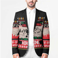 Hiking Christmas Blazer with Mountains Trees and Winter Holiday Pattern - Wonder Print Shop