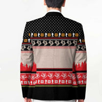 Hiking Christmas Blazer with Mountains Trees and Winter Holiday Pattern - Wonder Print Shop