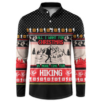 Hiking Christmas Button Sweatshirt with Mountains Trees and Winter Holiday Pattern - Wonder Print Shop