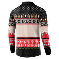 Hiking Christmas Button Sweatshirt with Mountains Trees and Winter Holiday Pattern - Wonder Print Shop