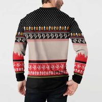 Hiking Christmas Button Sweatshirt with Mountains Trees and Winter Holiday Pattern - Wonder Print Shop