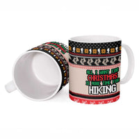 Hiking Christmas Ceramic Mug with Mountains Trees and Winter Holiday Pattern - Wonder Print Shop